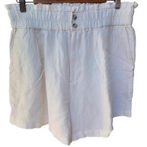 Madewell High Waist Paperbag Linen Blend Shorts Size M NWT